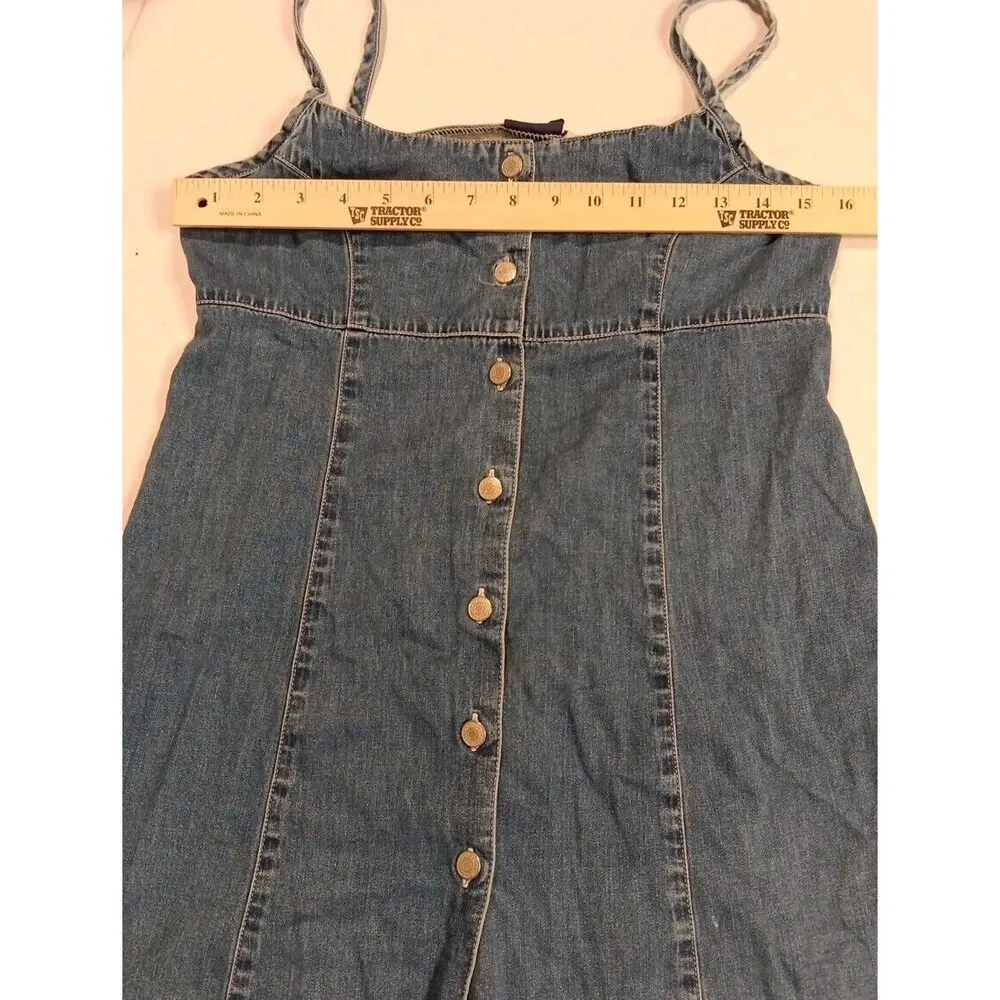 Vintage Gap Mini Denim Dress Button Up Strappy Boho Very Y2K Size 4 - Image 3