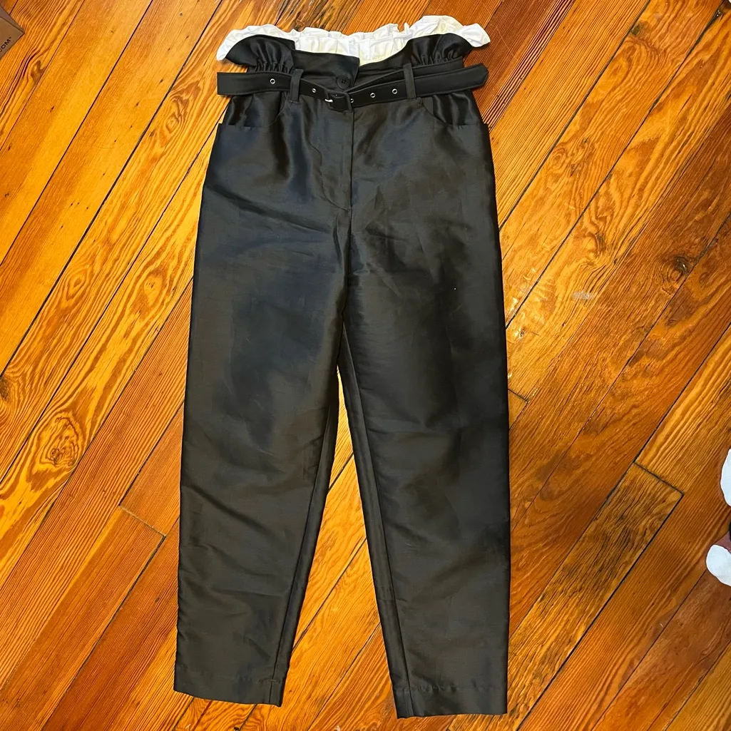 Isa Arfen Paper Bag Trouser with Boderie Trim - Image 2