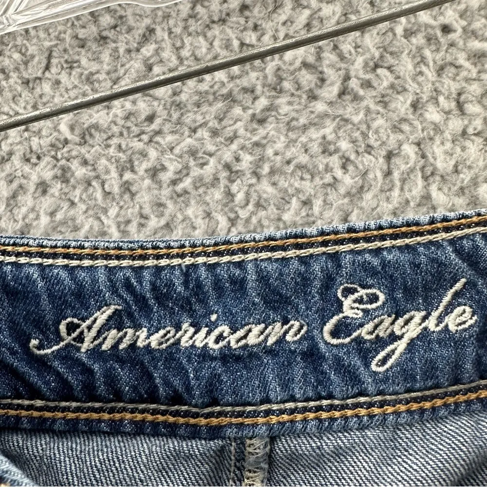 Y2K American Eagle Denim Jean A Line Mini Skirt Button Front Festival Retro W 12 - Image 3