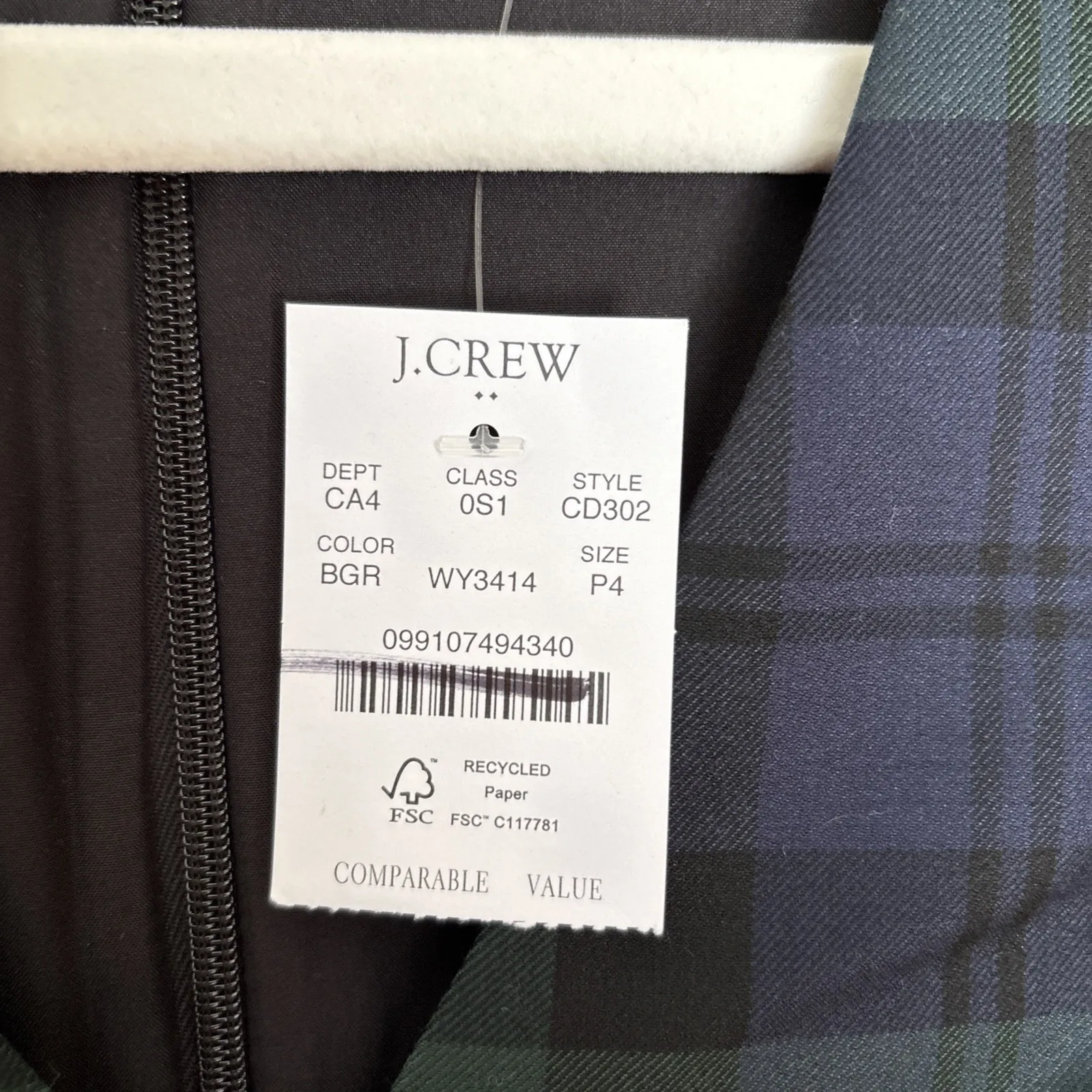 2024 J Crew Black Watch Dress Size 4P‎ Sleeveless V-Neck Shift Above Knee CD302 - Image 3