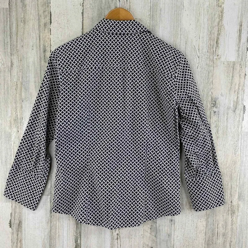 Brooks Brothers Button Front‎ Shirt Womens 6 Blue White Cotton Woven Print - Image 4