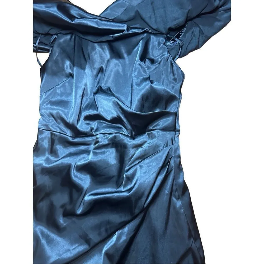 NEW DO + BE Ella Cocktail Dress off the shoulder black satin sz small - Image 4