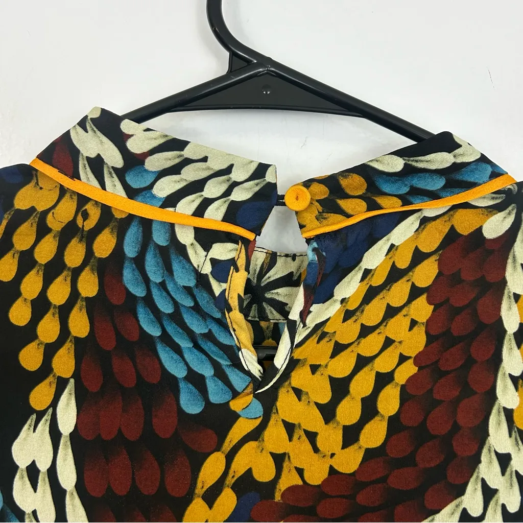 Isabel Marant Mixed Print Boho Blouse Ruched Balloon Sleeve Button Detail Medium - Image 9