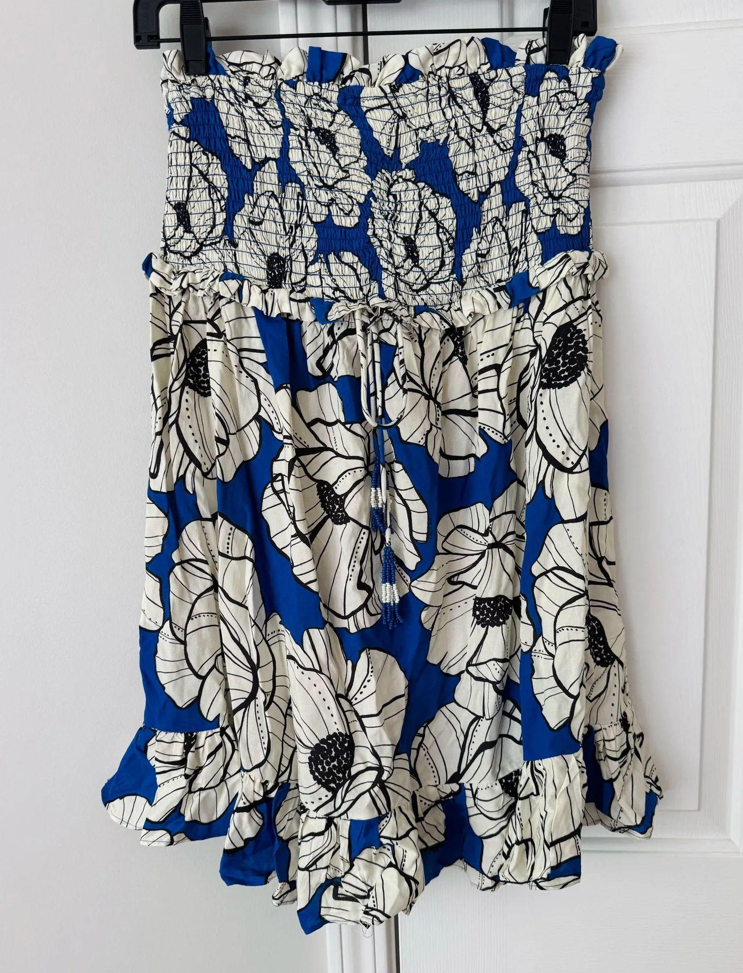 Farm Rio Floral Strapless Smocked Ruffle Mini Dress, Size S - Image 5