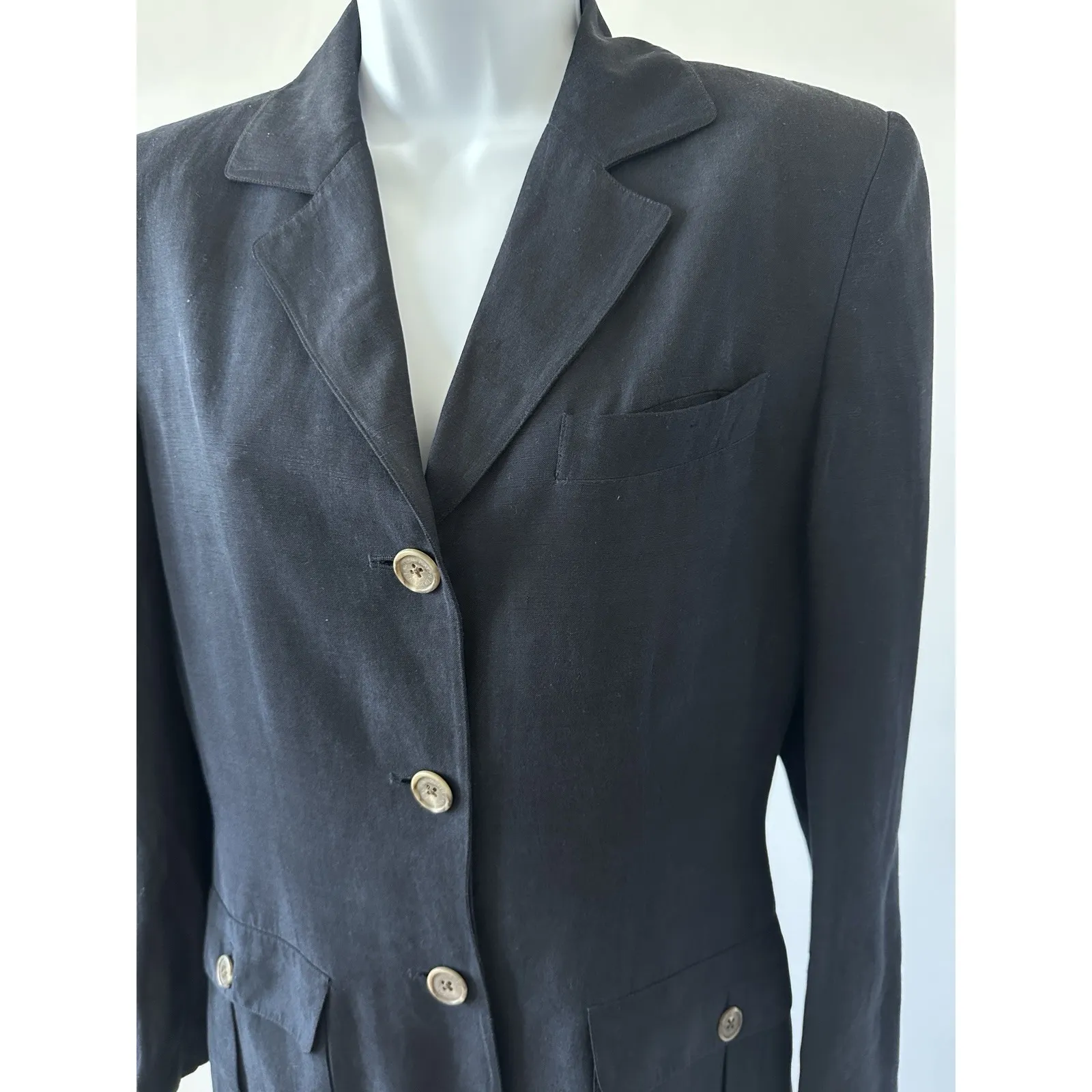 Lauren Ralph Lauren Women's Linen/Silk Blazer Navy Sz: 6 (b Blue - Image 3
