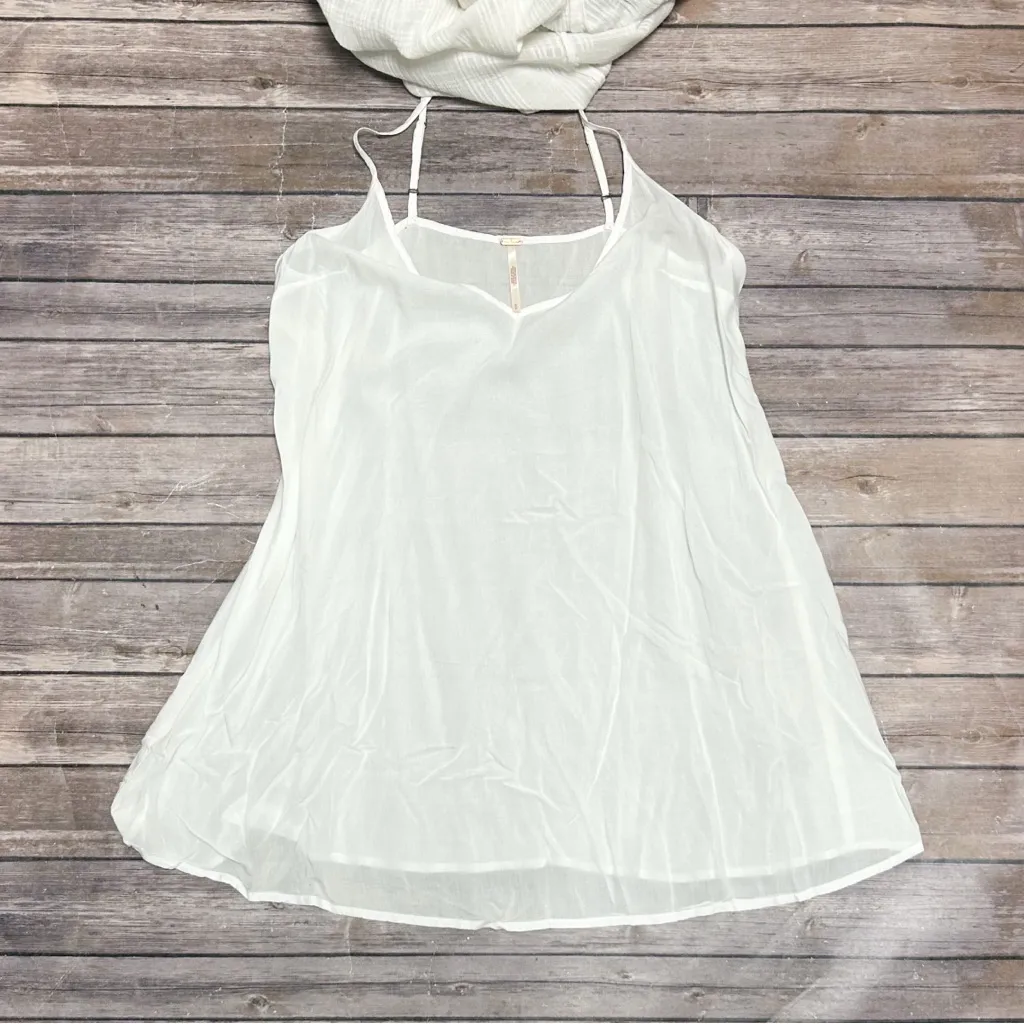 Free People White Blue Woven Thank Me Later Long Puff Sleeve Tiered Maxi Dress - Image 9