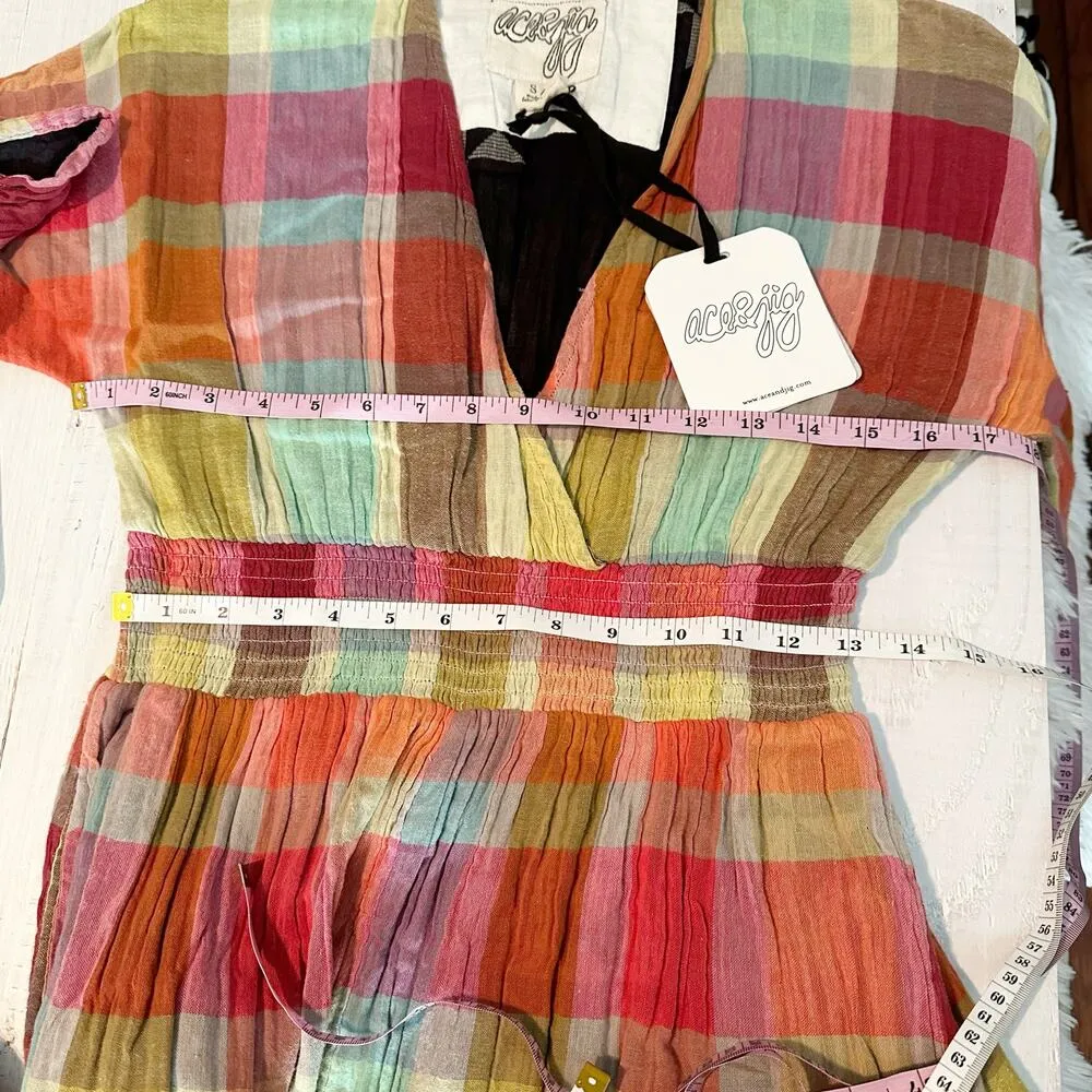 ace & jig Dani V Neck Cotton Plaid Midi Dress Size Small Wish - Image 8