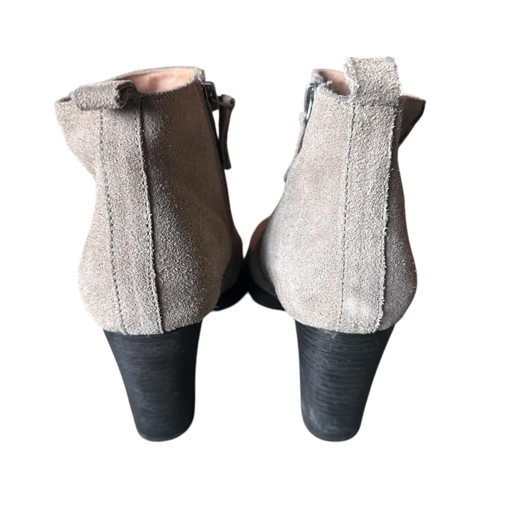 Caslon Taupe Suede Leather Ankle Booties 37M (US 6.5-7) Chunky Block Heel Zip Up - Image 3