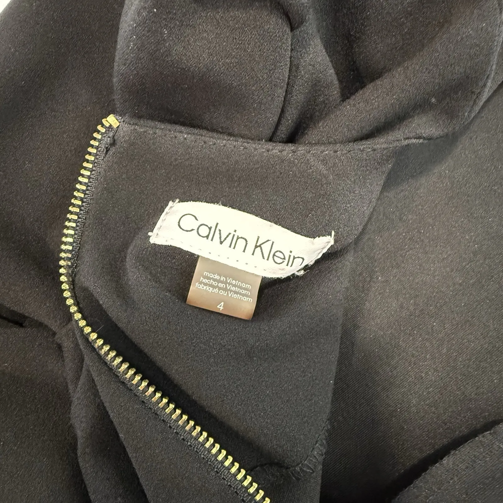 Calvin Klein Black Tulip Sleeve Belt Stretch Crop Jumpsuit Size 4 - Image 15