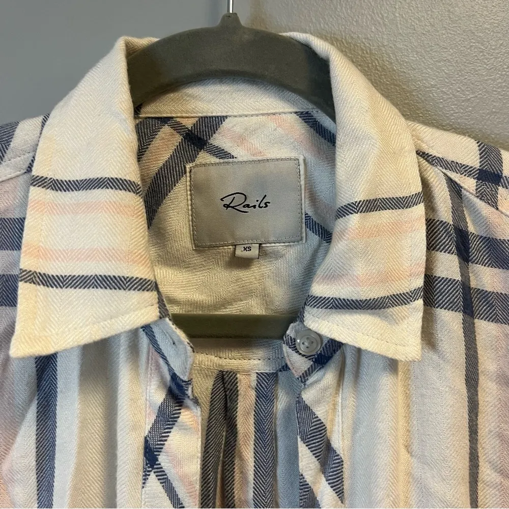 Rails Button Up Hunter Plaid Shirt in Indigo Powder Blush Sz XS GUC - Image 5