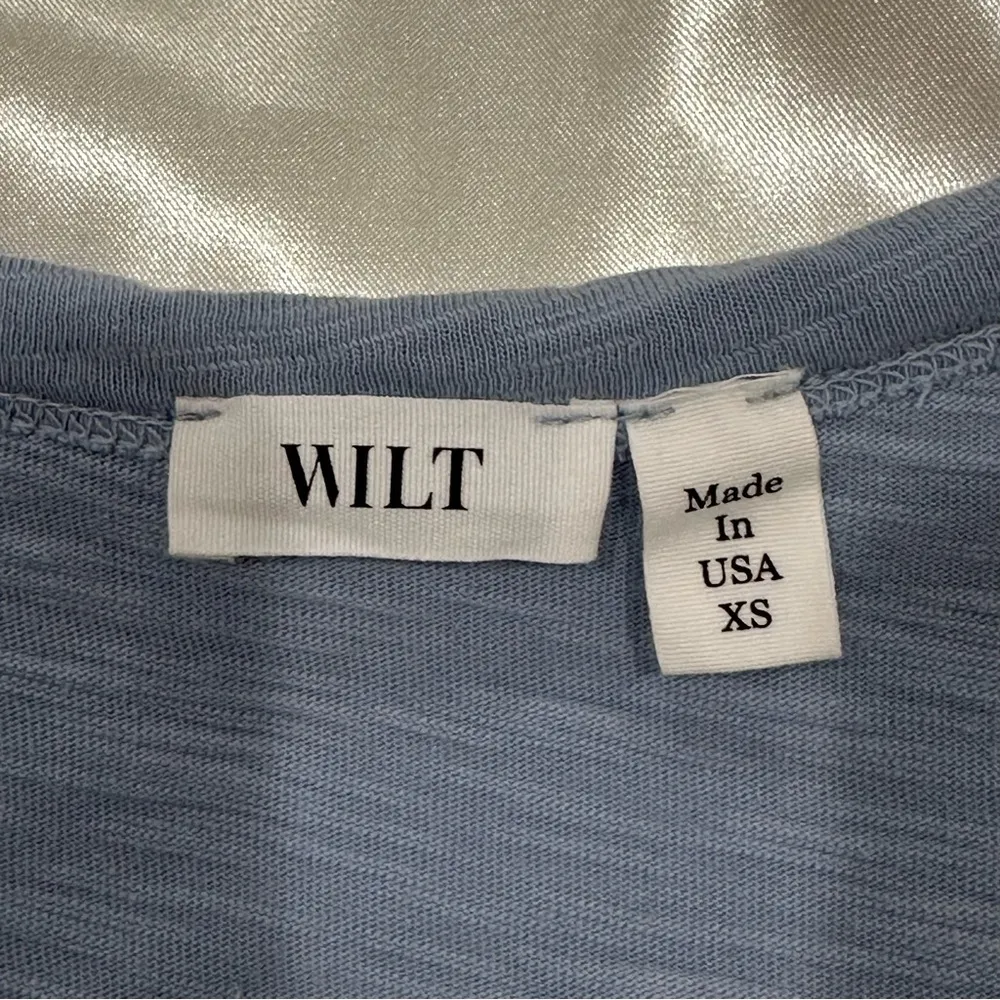 Wilt Tiered Trapeze Dress T Shirt Mini Short Sleeve Cotton Indie Blue Flowy XS - Image 6