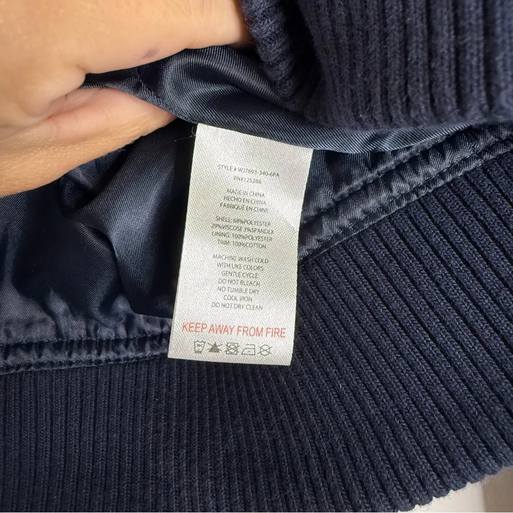 Jason Wu  Navy Women’s Snap Button Bomber Jacket Size Large - Image 7