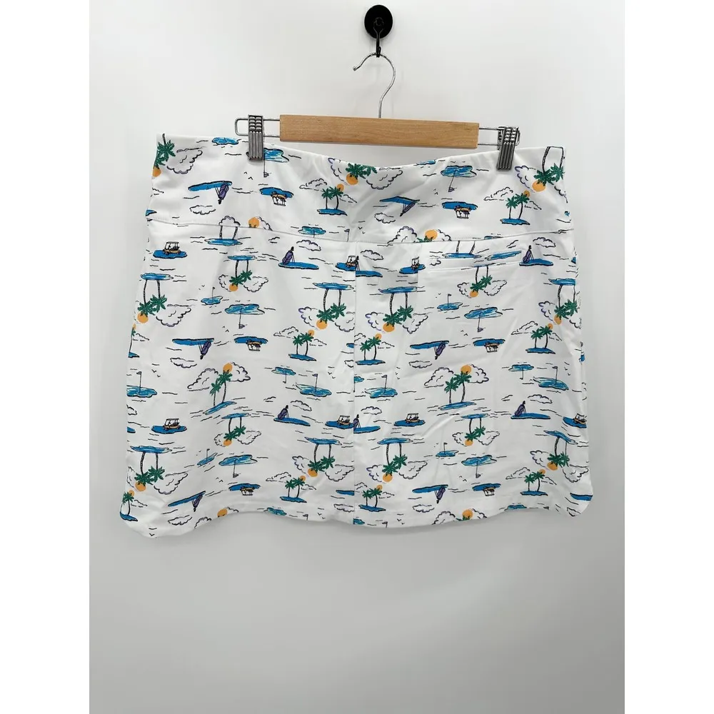 Lady Hagen Skirt Women XXL NWT White Blue Island Multi 17" Tummy Control Skort - Image 2