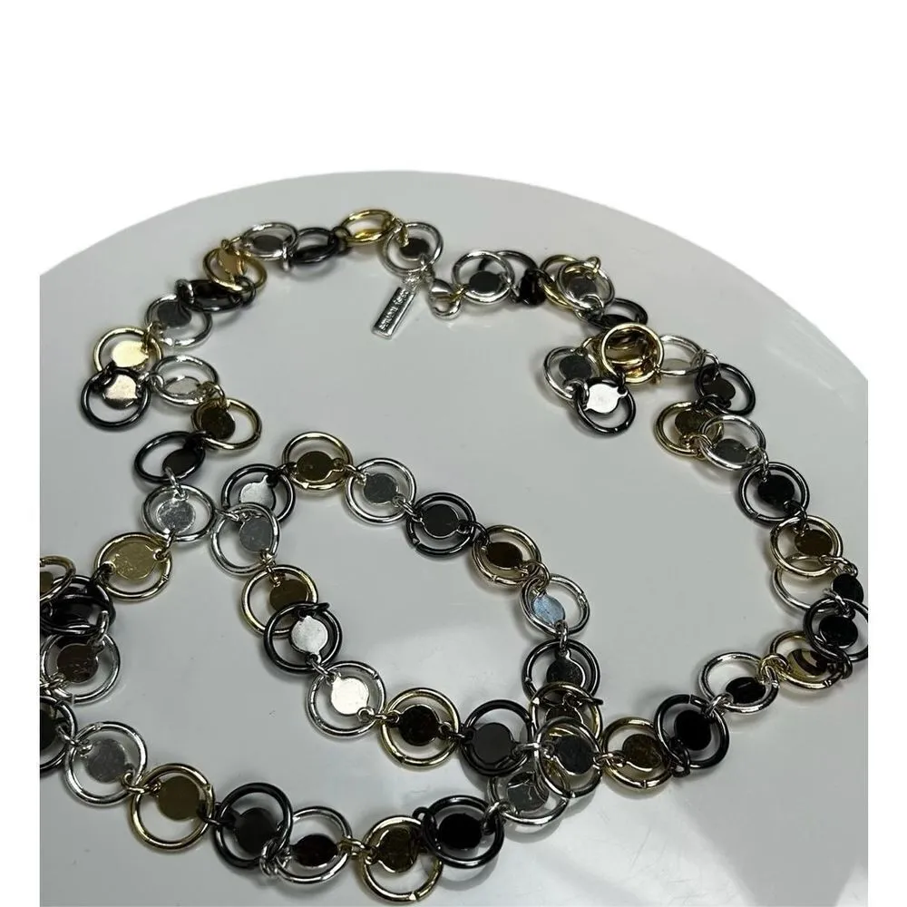 Daisy Fuentes Gold & Silvertone Metal disc  Necklace w/ Lobster Claw Clasp - Image 5