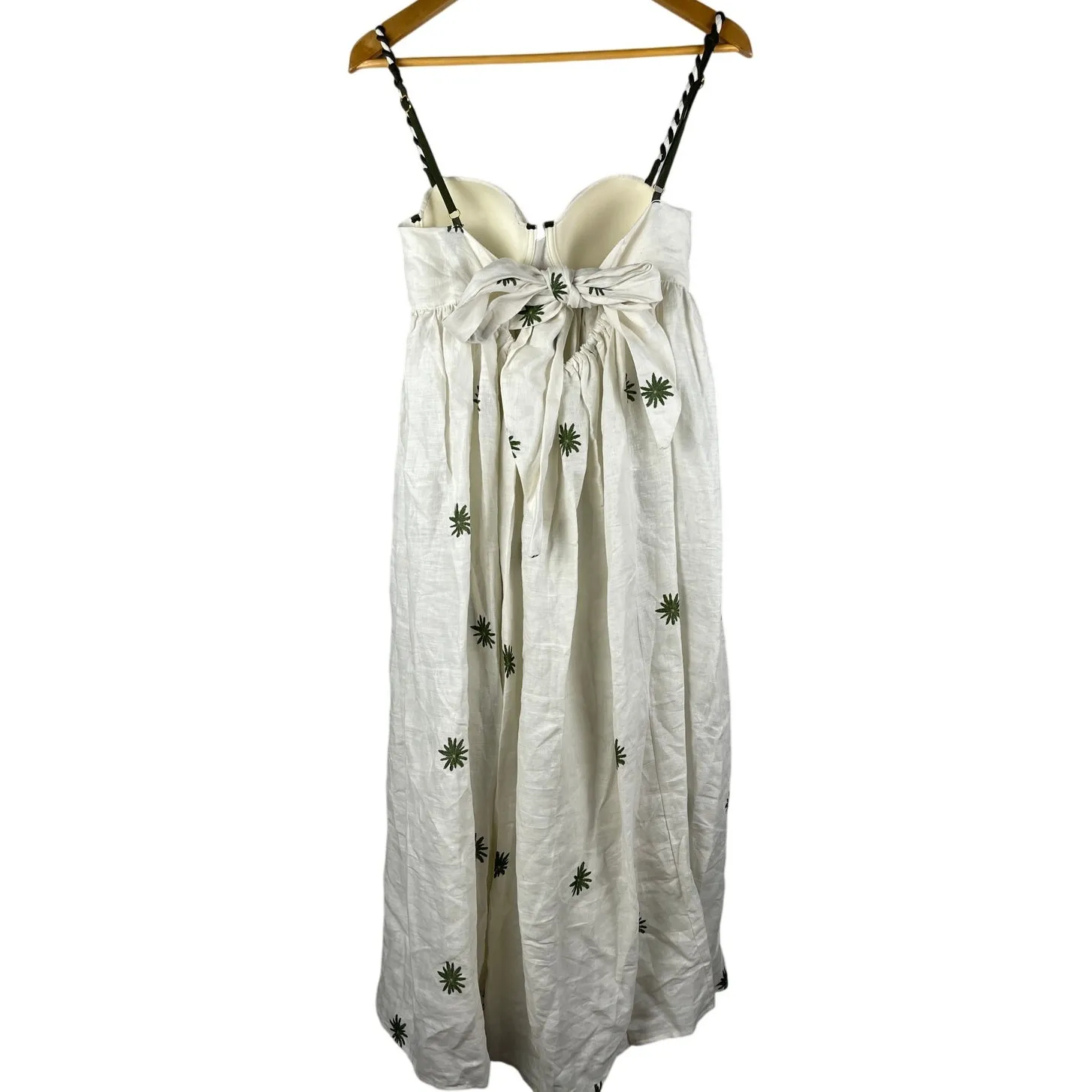 ANCORA The Shaded Mermaid Draped Palm Tree Dress Linen Size Large Green - Image 12