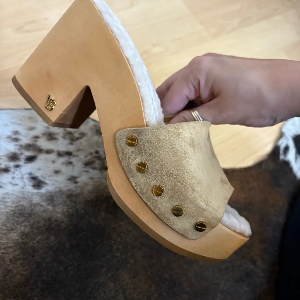 VERNICA BEARD Hannalee Sherpa Suede Open Toe Mule Clog with Sherpa Size 5.5 - Image 4