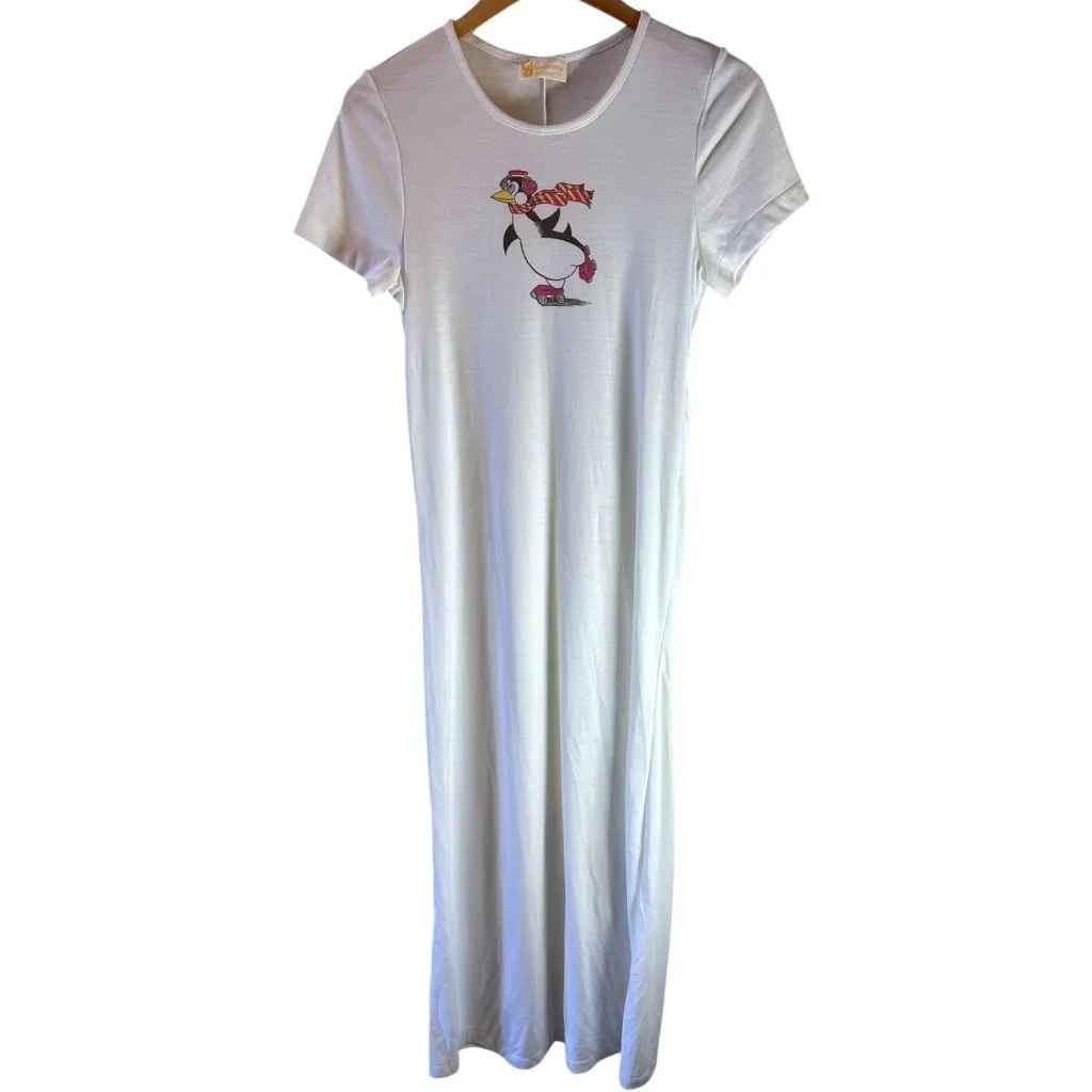 Vassarette NOS Vintage  Juniors White Penguin Roller Skate Nightgown – Size Large - Image 2