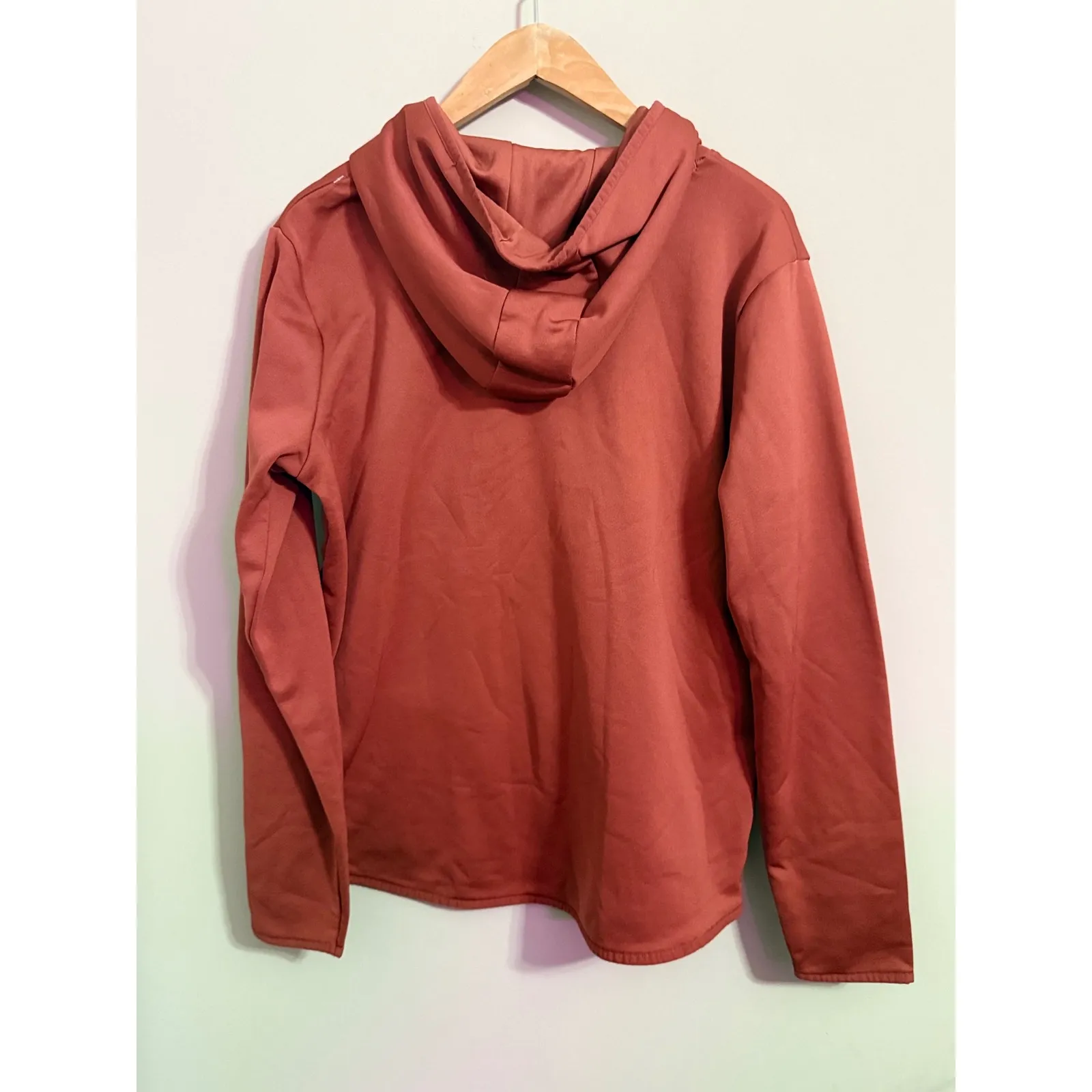 Under Armour Loose Fit Fleece Hoodie Orange Logo Women's LG - Image 5