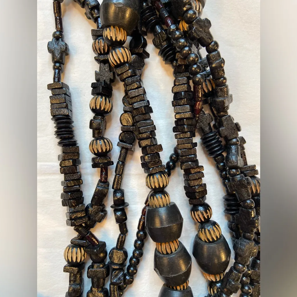 Authentic African Beaded Necklace‎ Made by Hand. Black - Image 5