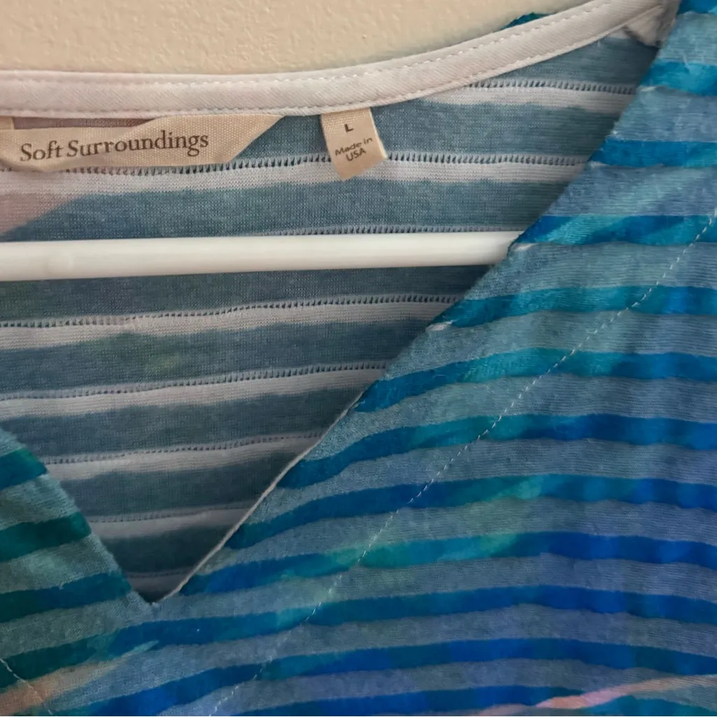 Soft Surroundings Color Study Tunic Top Size Large Tropical Blue Boho Chic - Image 5