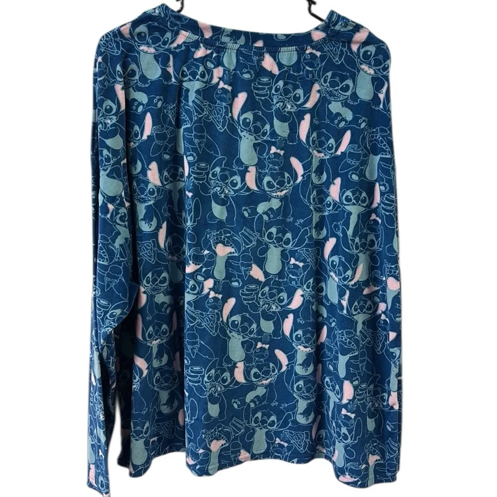 Disney Stitch Womens Pajama Loungewear Long Sleeve Weekend Vibes Velour Top 3X - Image 5