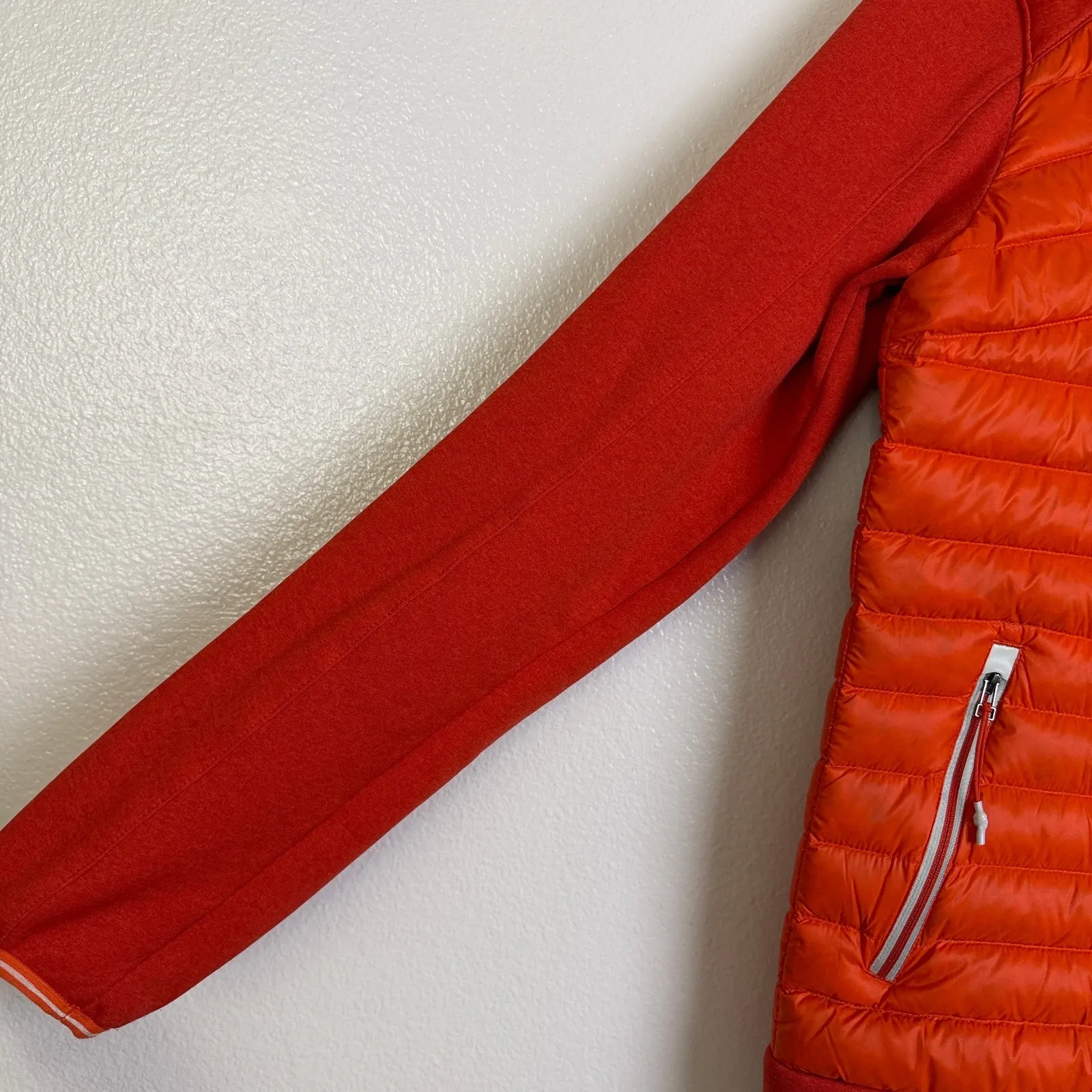 Wed'ze Decathlon Puffer Jacket Womens Medium Orange Full Zip Outdoors Down 670 Size undefined - Image 9