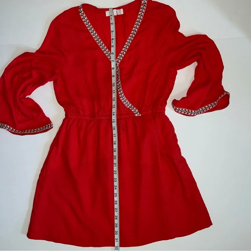 Jack by BB Dakota Klea Embroidered Surplice Dress Fire red size small - Image 12