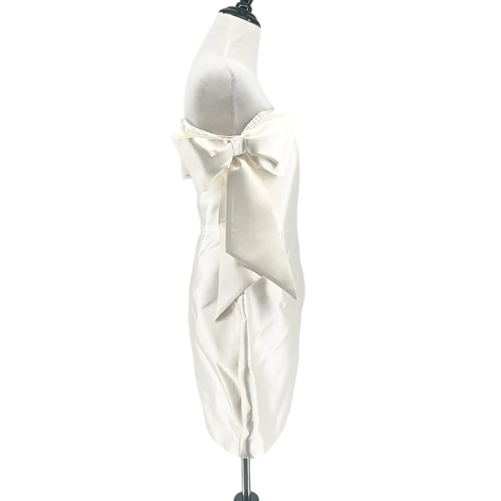 Alexia Maria Isabella Dress Bridal Wedding Silk Arm Bow Tie Mini White Size 8 - Image 12