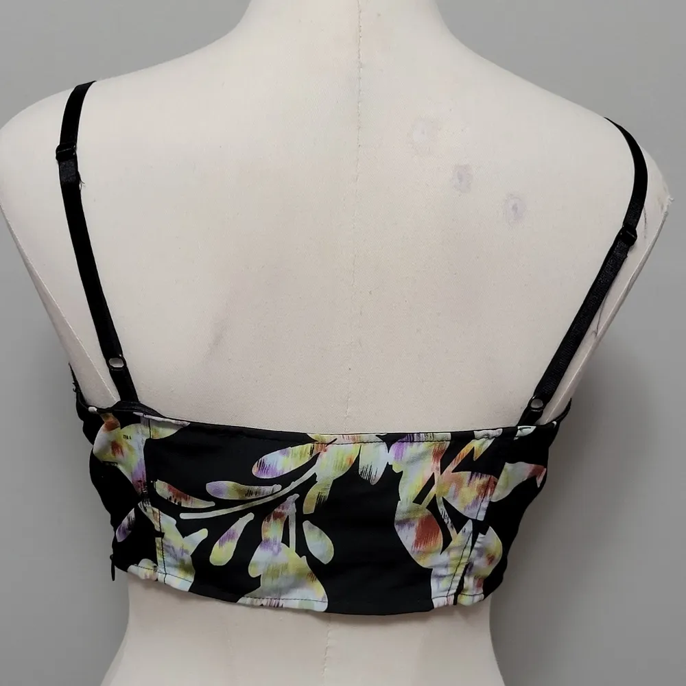 Urban Outfitters Sparke & Fade black floral satin bralette size large - Image 4
