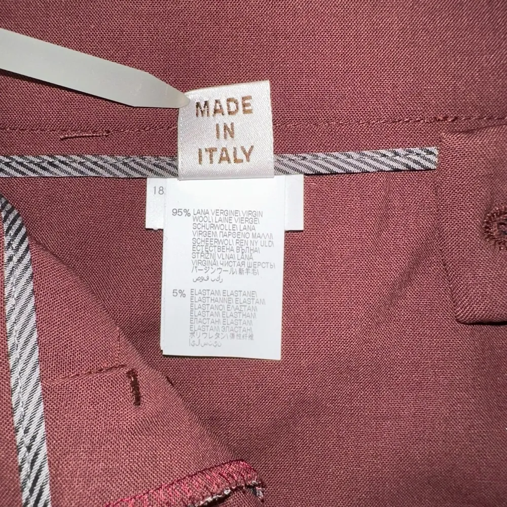 Brunello Cucinelli Wool Blend Flat Front Burgundy Tapered Dress Pants US 4 - Image 4