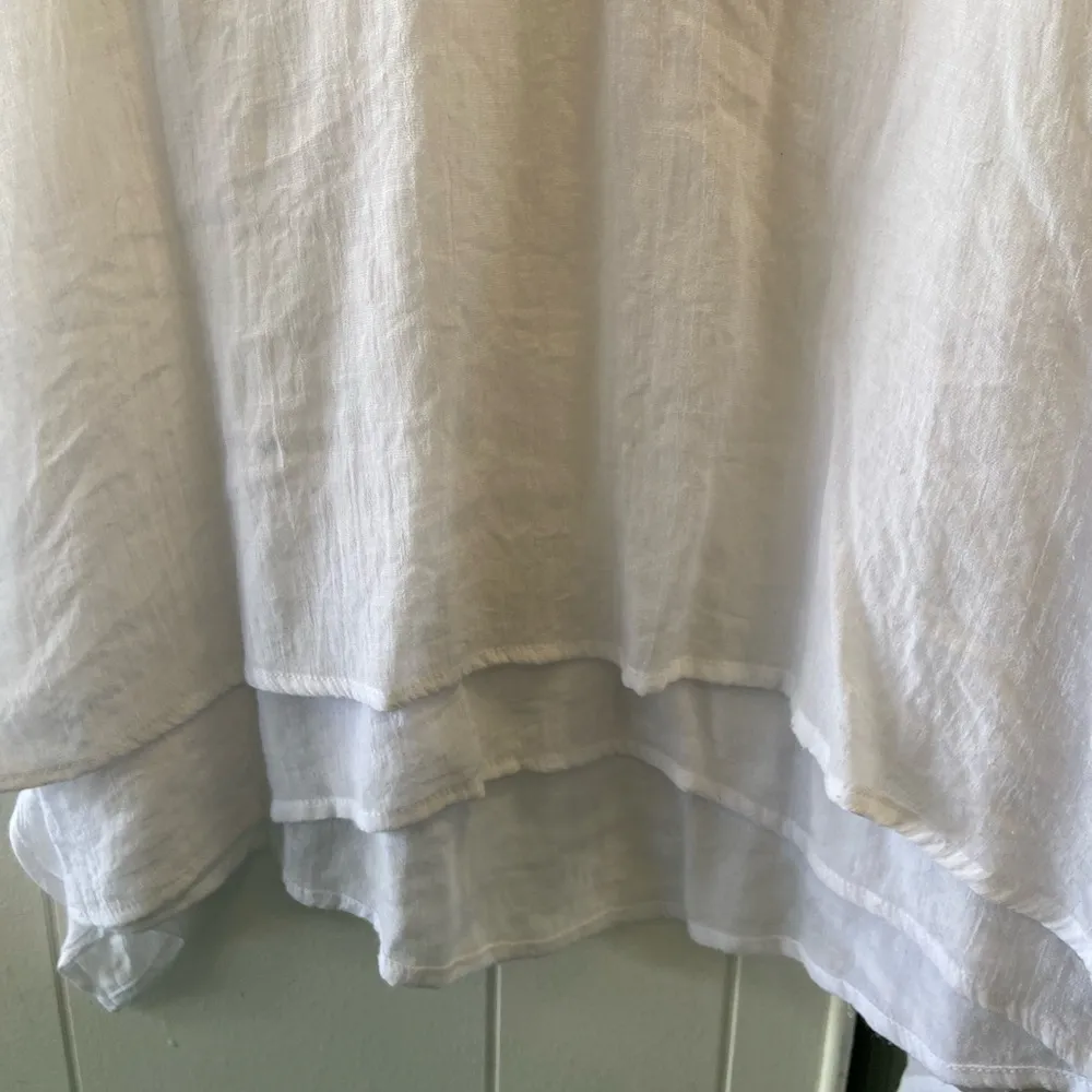 Linen white sleeveless tank flowy shirt women’s size small i am guessing - Image 3