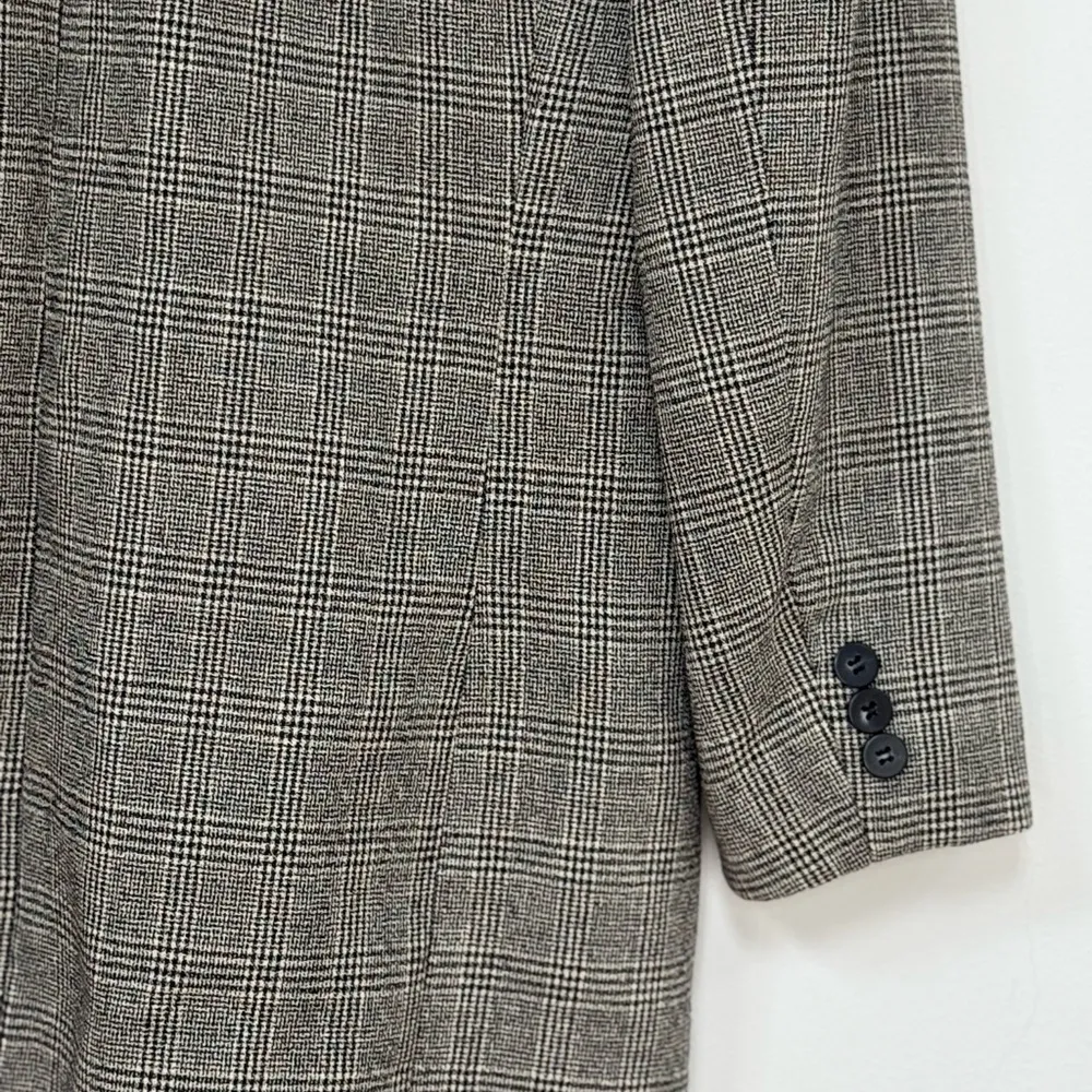 TALBOTS PETITES VINTAGE Glen Plaid Wool Career Blazer Gray Black 10P - Image 6
