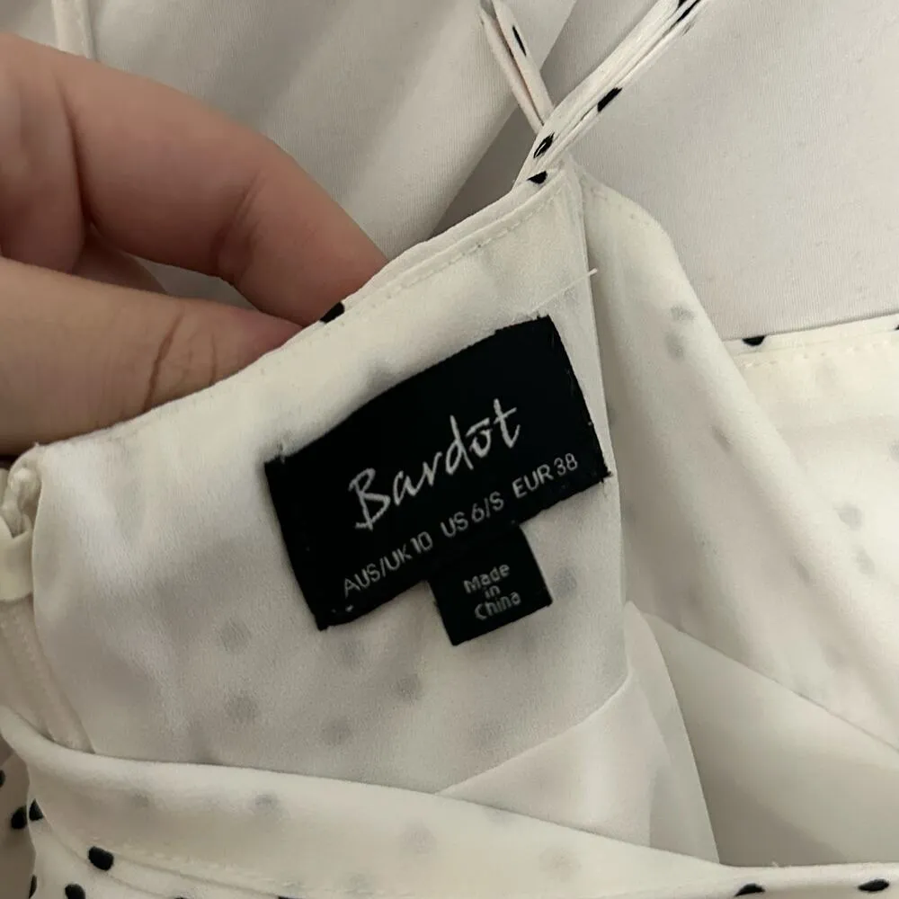 Bardot Spotty Tiered V-Neck Mini Dress in Orchid White Size 6/S - Image 5