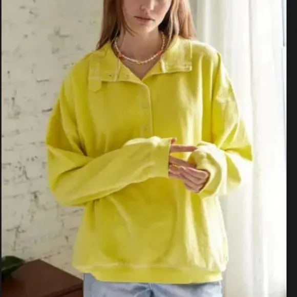 Urban Outfitters Out From Under Jacintha Reverse Henley Sweatshirt Top - Image 2