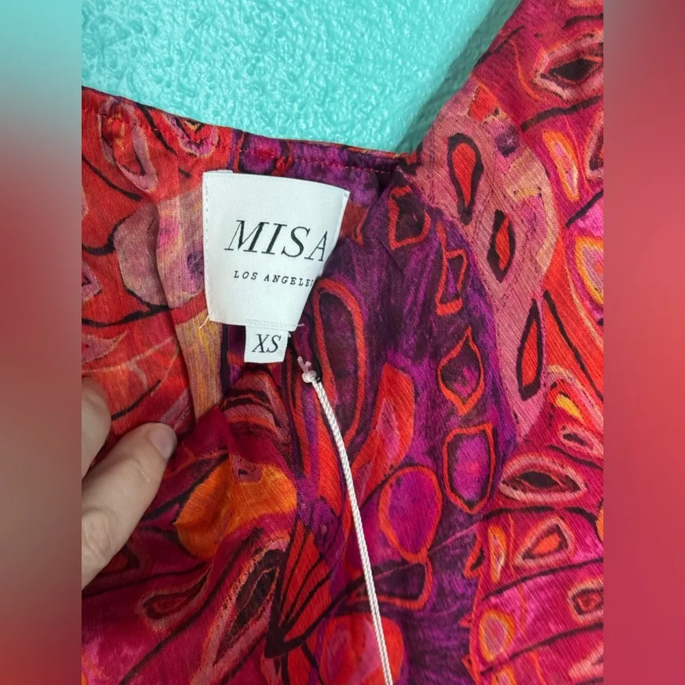 MISA Los Angeles MISA One-Shoulder Single Flutter Sleeve high low butterfly NEW - Image 6