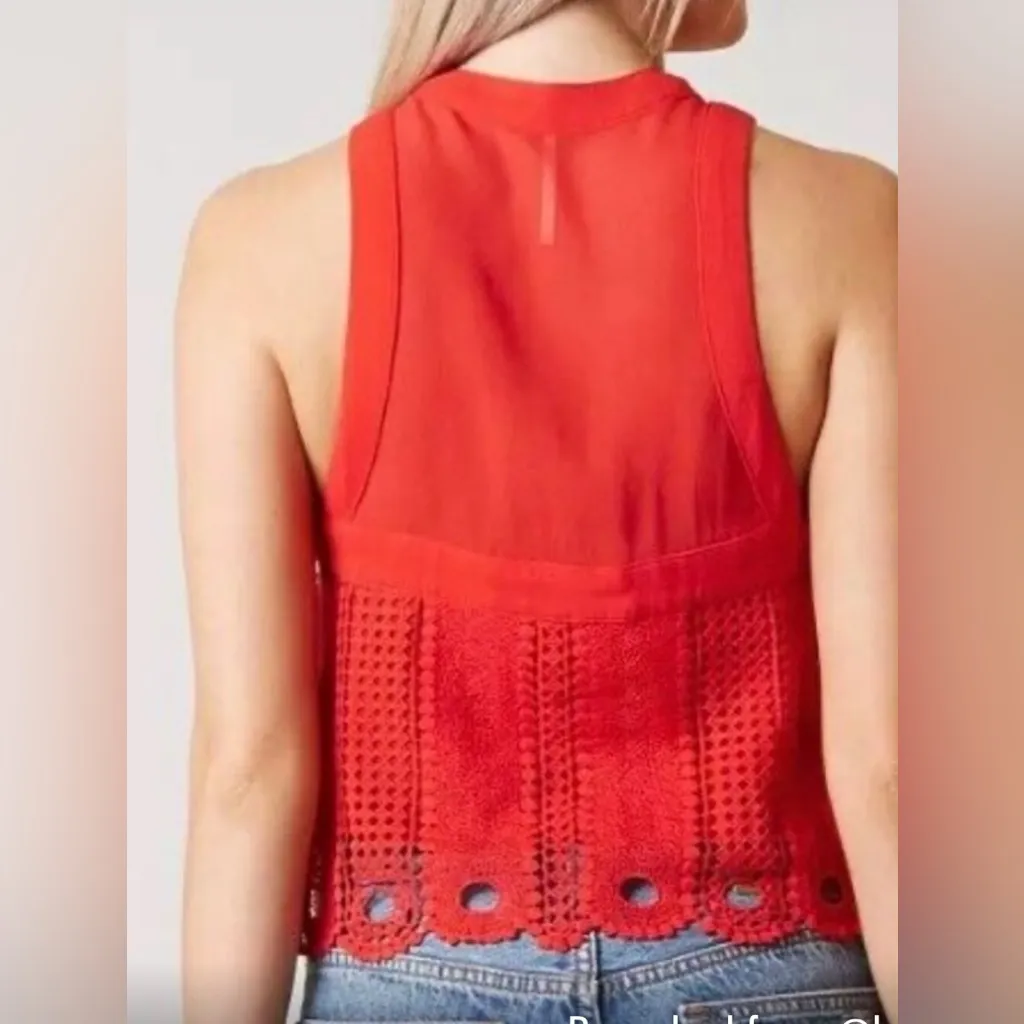 Free People Red Lace Tank Top Size M - Image 8
