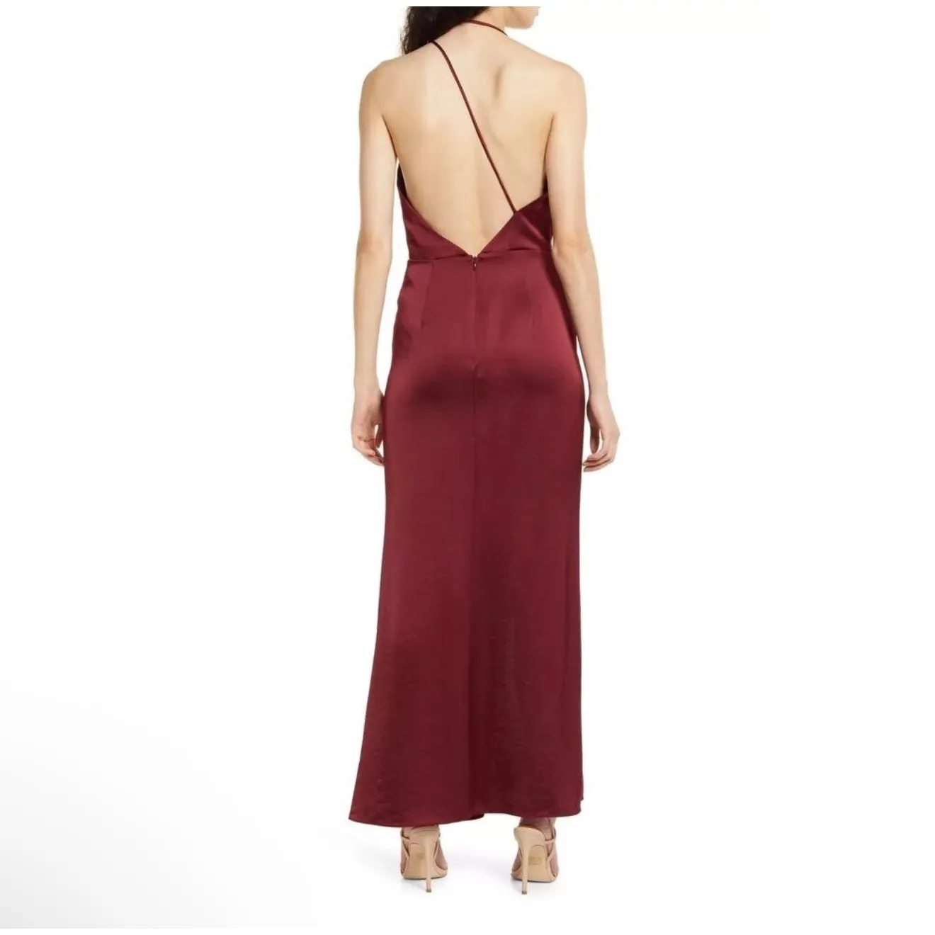 NWT Significant Other Gracie one‎ shoulder cocktail maxi dress Wine Sz 10 $276 Red - Image 2