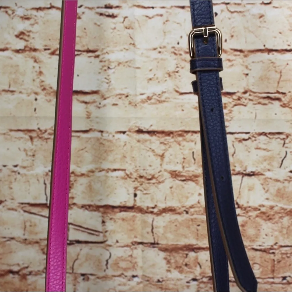 Anne Klein | Arianna Satchel Pebble Leather Navy/Violet w/Crossbody Strap - Image 8