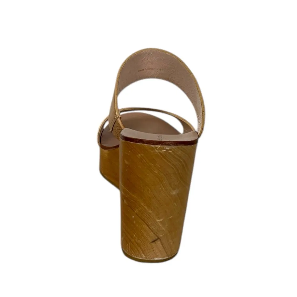 Loeffler Randall Sandals Mason Wood Wedge Slide Natural Nude Tan Women’s Size 7M - Image 4