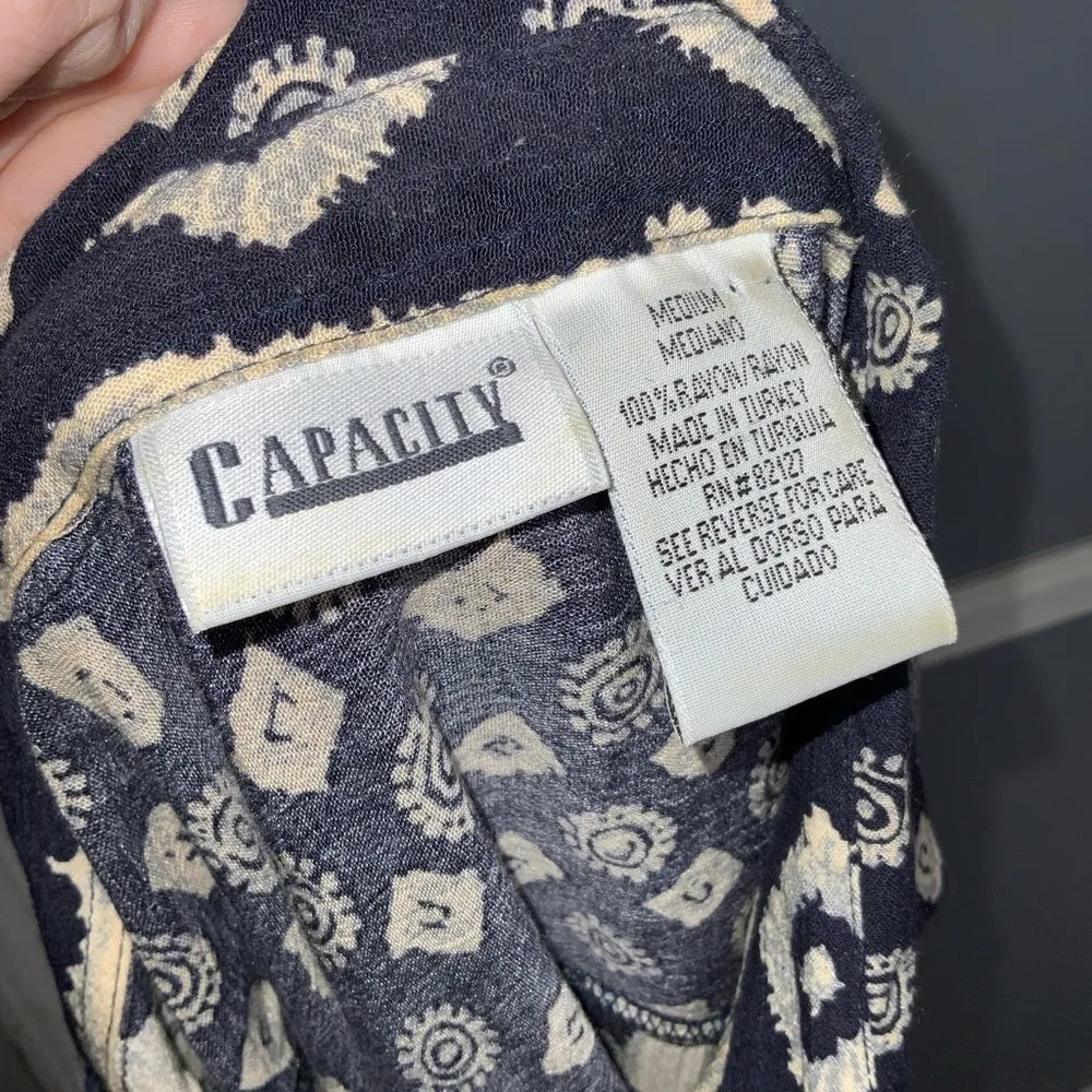 Capacity Vintage Black&Tan Geo Print Short Sleeve Button Down Shirt M Size M - Image 7