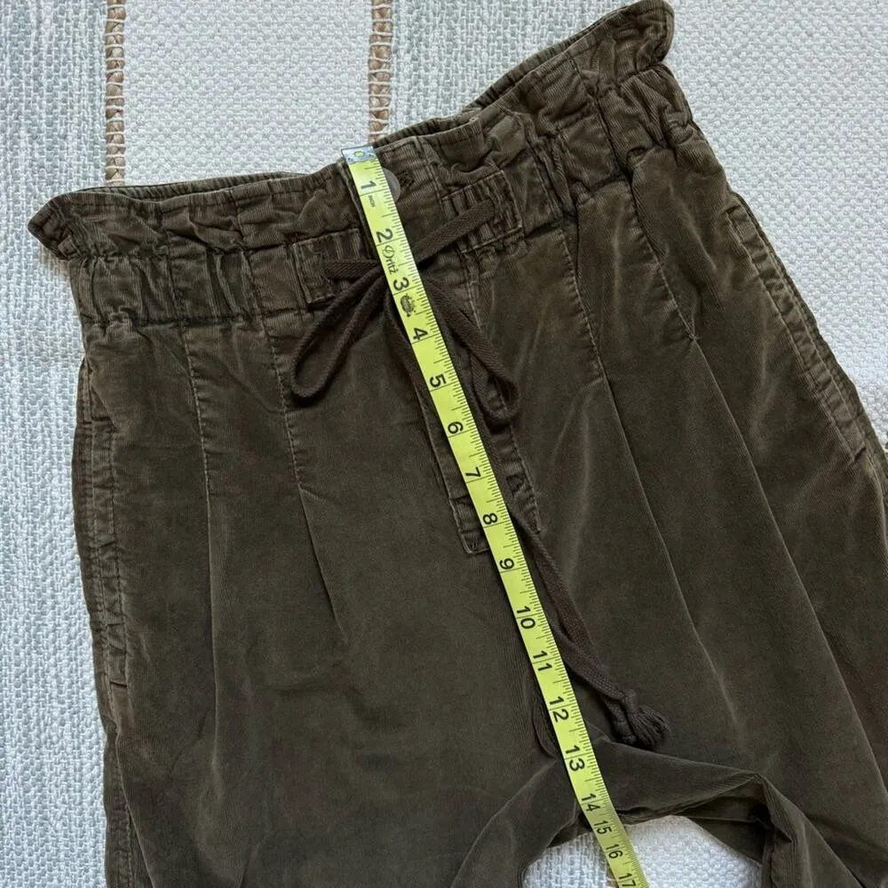 Free People Margate Dried Rosemary Green Corduroy Slouchy High Rise Pants XS - Image 9