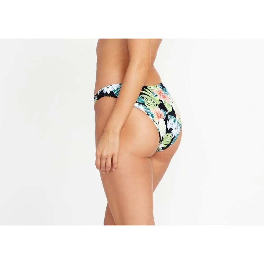 Volcom Eco True Shady Beach Hipster Bikini Bottom Full Coverage Black Green S - Image 2