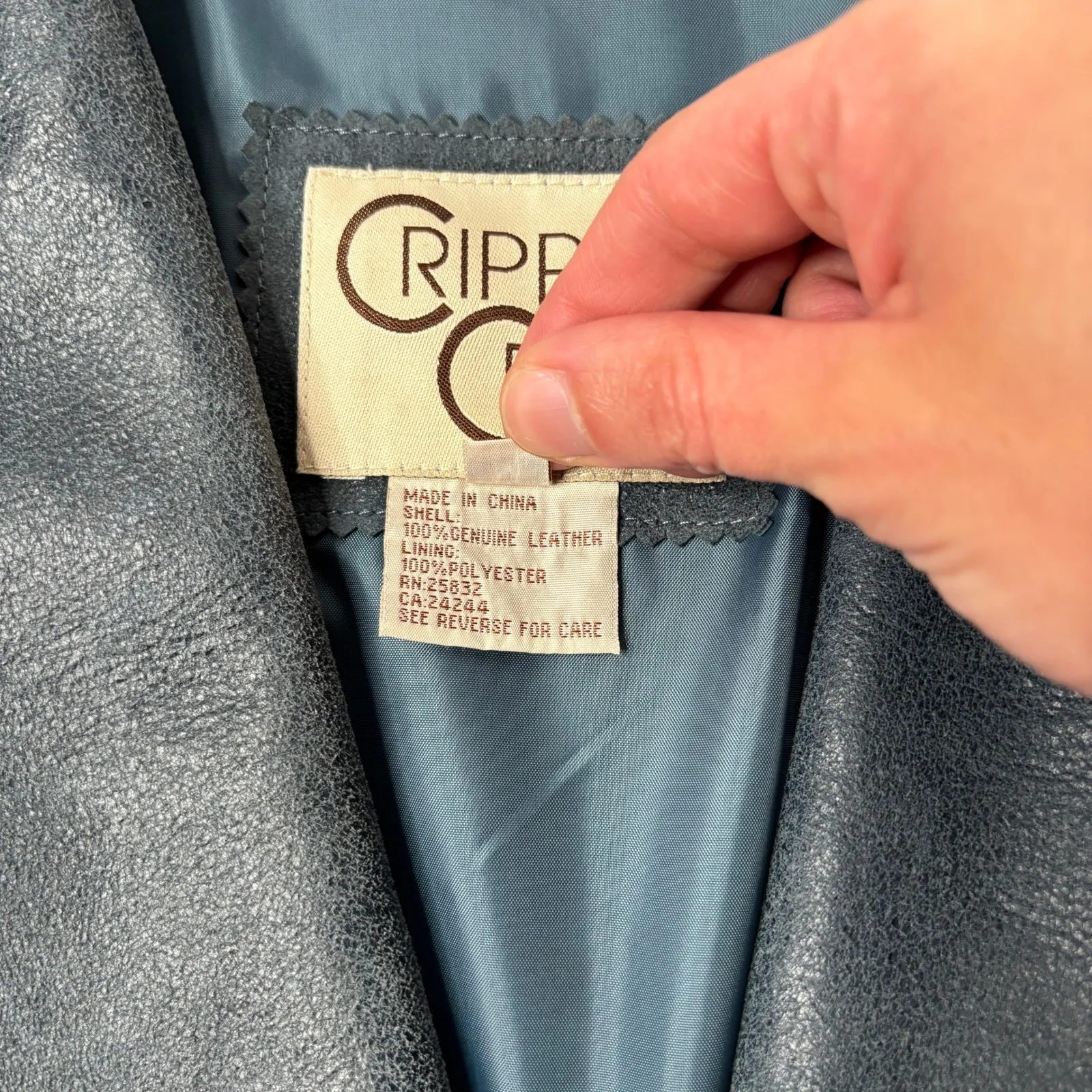 Cripple Creek Leather Jacket Blue Floral Embroidered Western Womens M Boho Rodeo Size M - Image 6