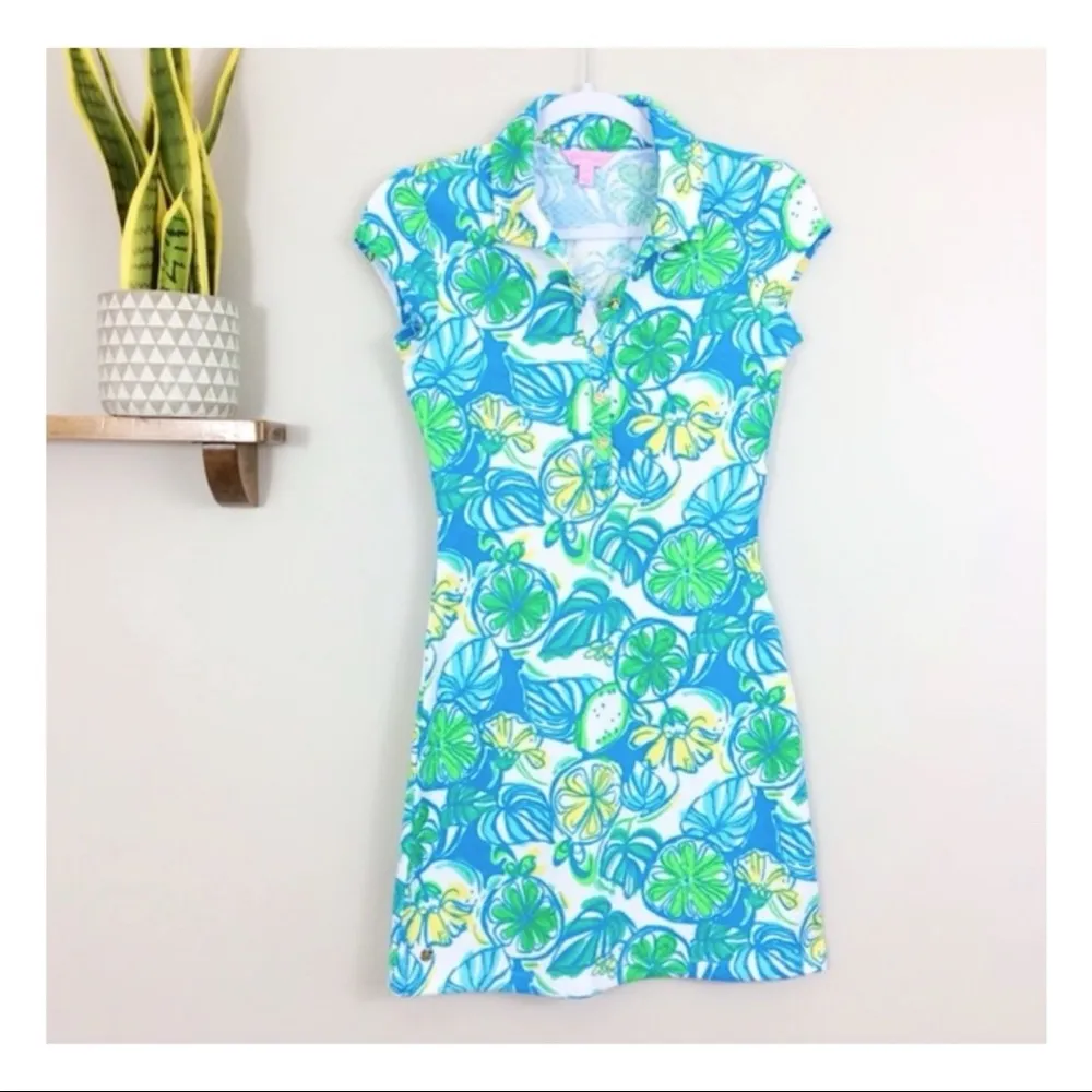 Lilly Pulitzer Rayna Polo Blue and Green Floral Dress - Image 6