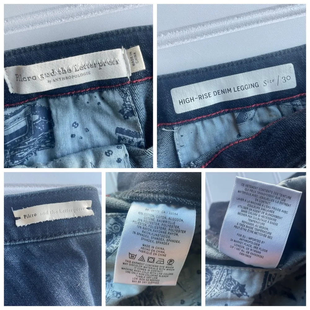 PILCRO & the Letterpress Anthro High Rise Denim Jeans Legging Blue Size 30 crop - Image 3