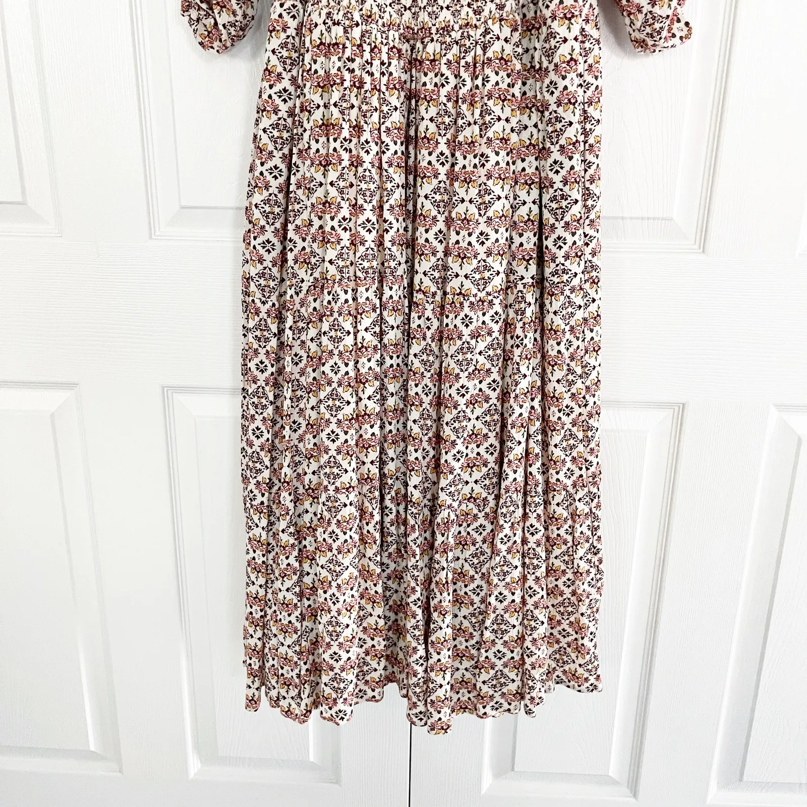 Torrid Floral Midi Gauze Off The Shoulder Tiered Dress in Pristine - Image 9