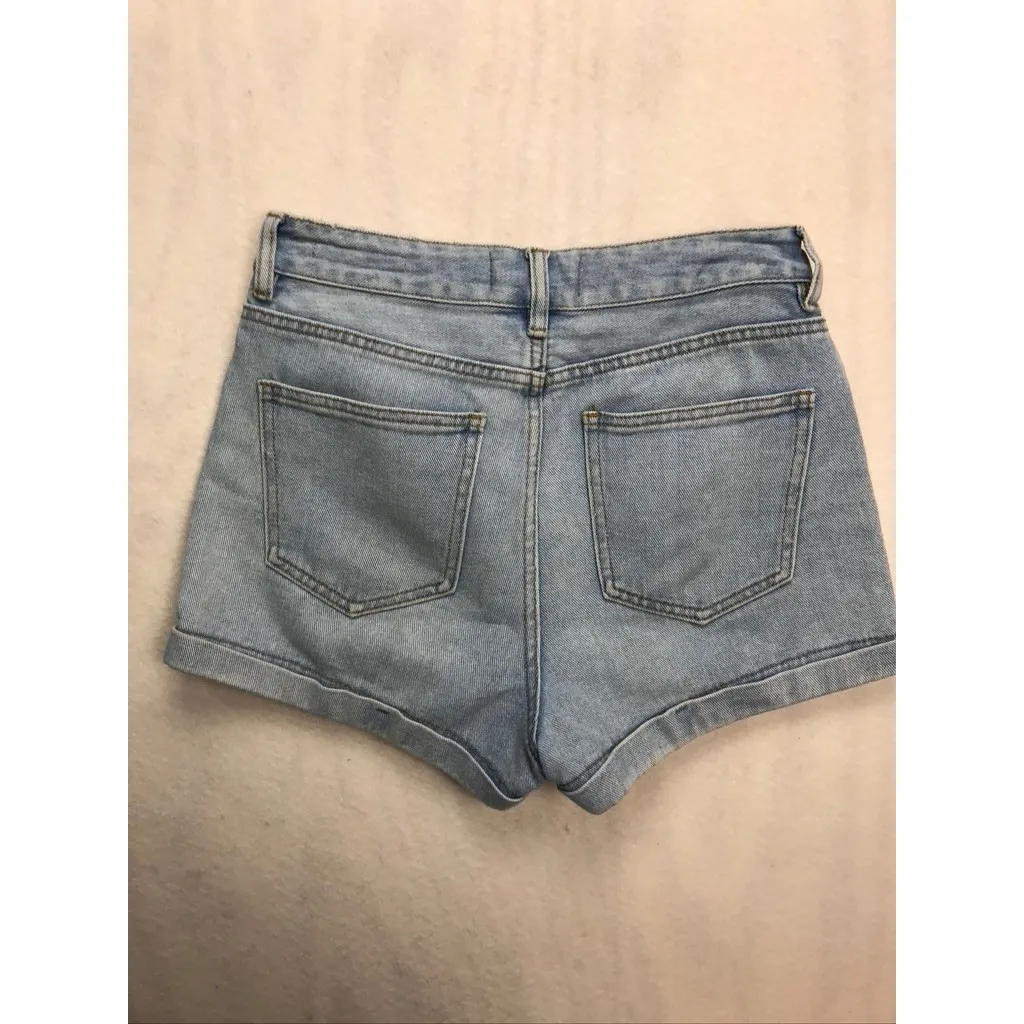 PacSun Mom Shorts Light Wash Denim Cuffed High Waisted Size 25 - Image 8