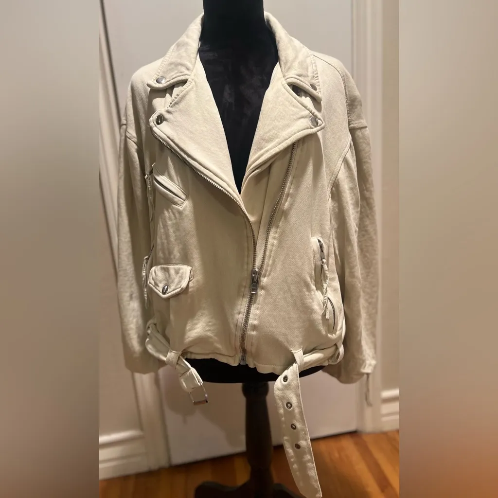 FREE People We The Free Rebel‎ Knit Moto Jacket in Vanilla Creme Size Small - Image 9