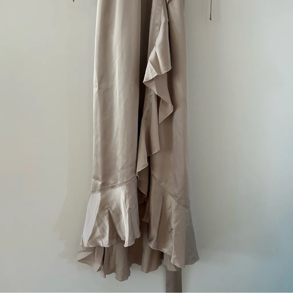 NWT Show Me Your Mumu Samantha Ruffle Champagne Luxe Satin Wrap Dress Size S - Image 6