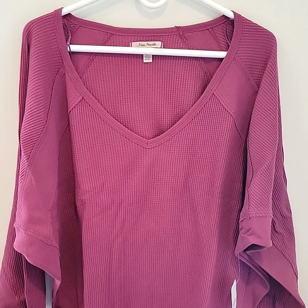Free People Santa Clara Thermal Mulberry Size XS Oversized NWT - Image 4